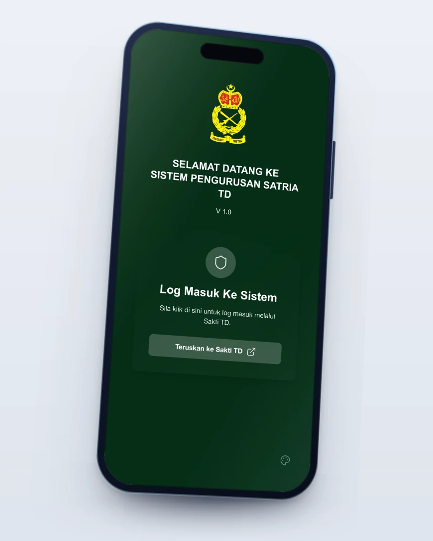 SATRIA TD sign-in screen on a phone