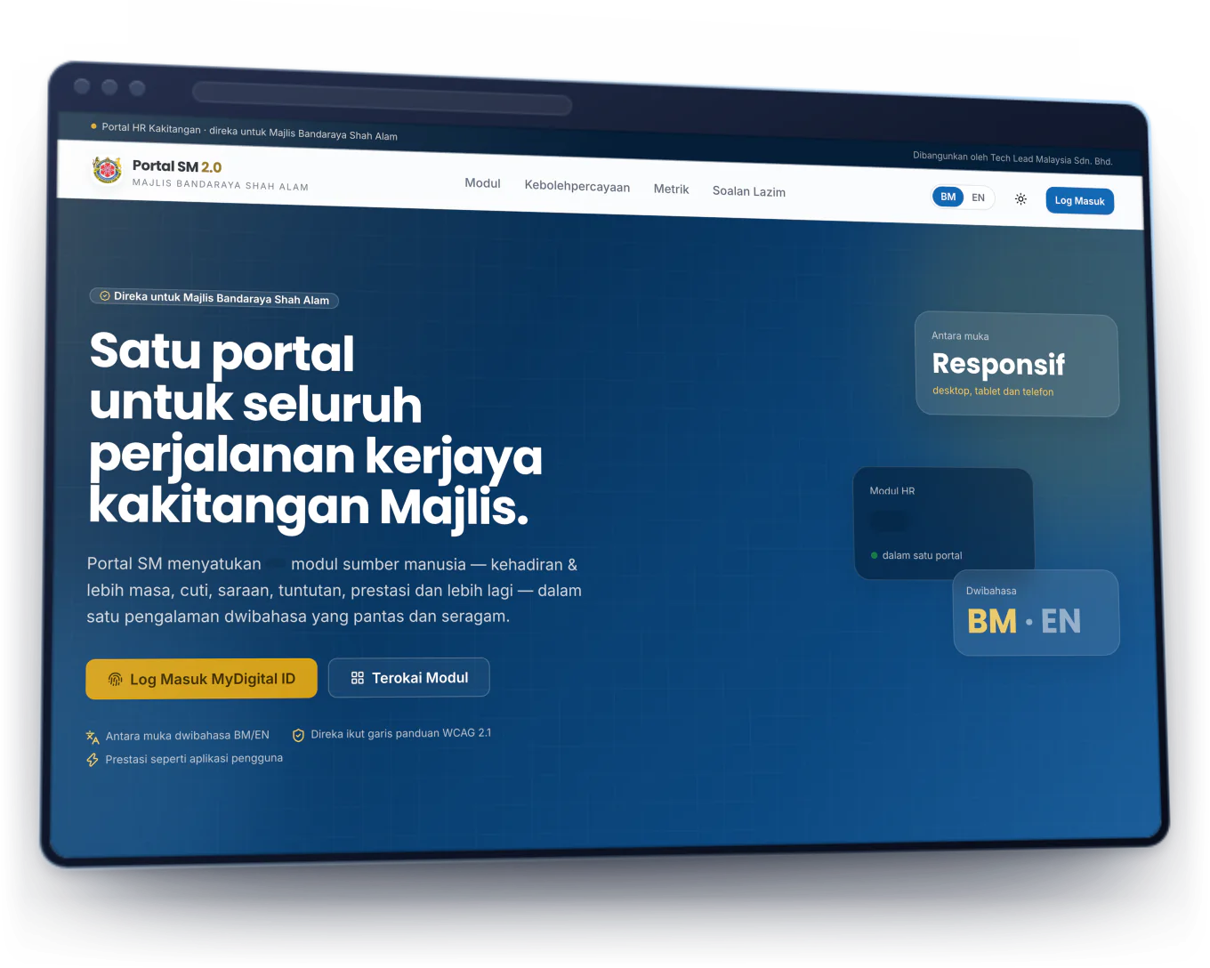Portal SM 2.0 staff HR portal home page in a web browser